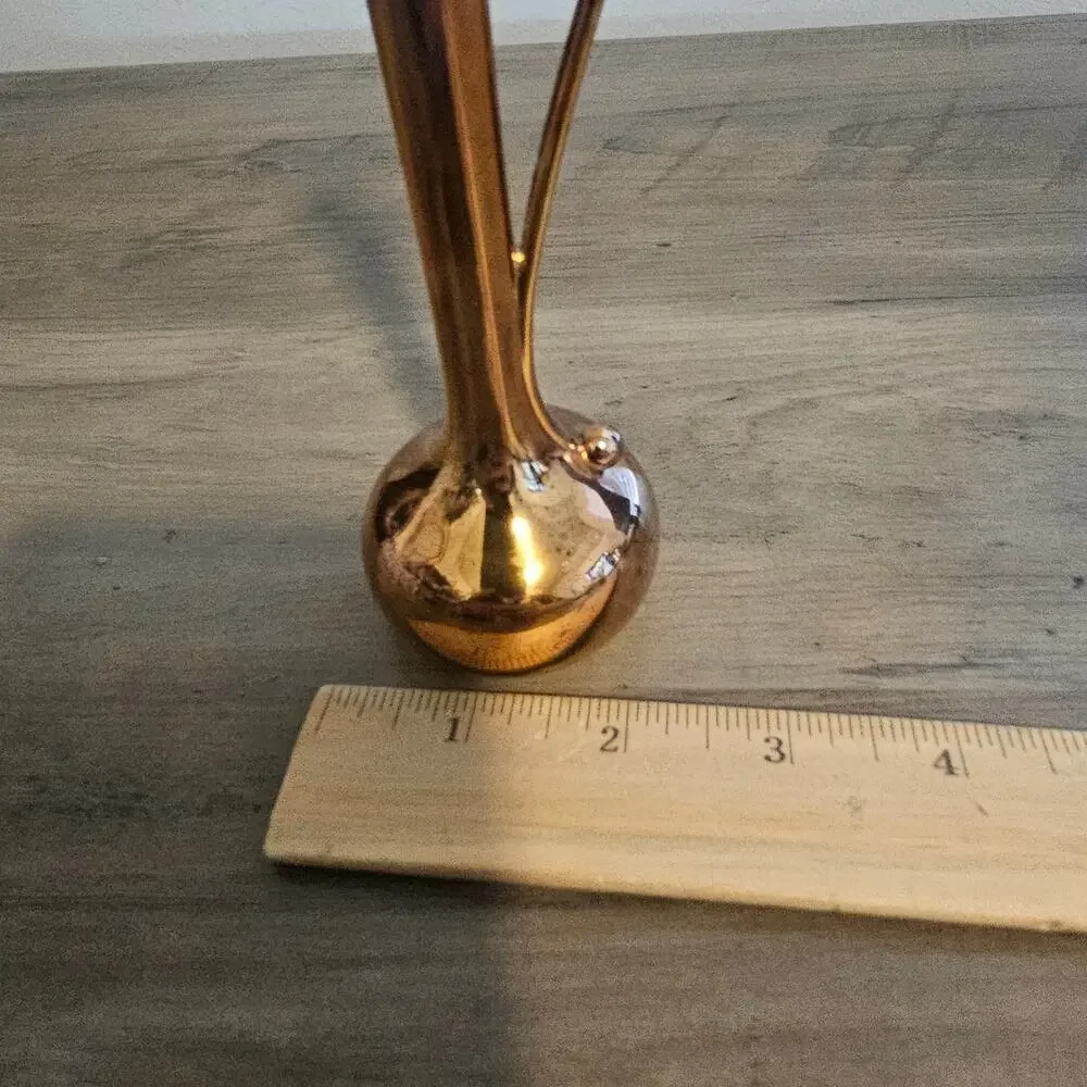 Vintage Silver Plated Bud Vase Gold Tone 7" Slender Mod MCM Japan Renaissance - Picture 12 of 12